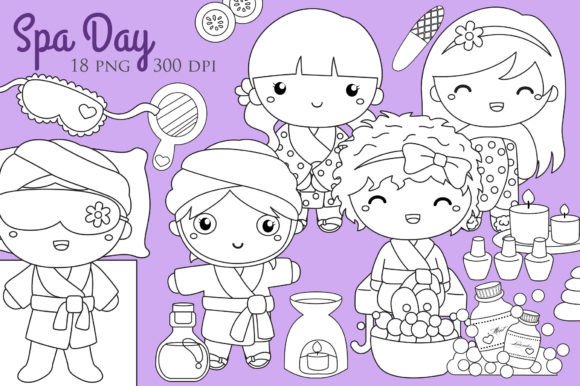 Download Girl Doing Spa Treatment Day Digi Stamp - Girl Collection
