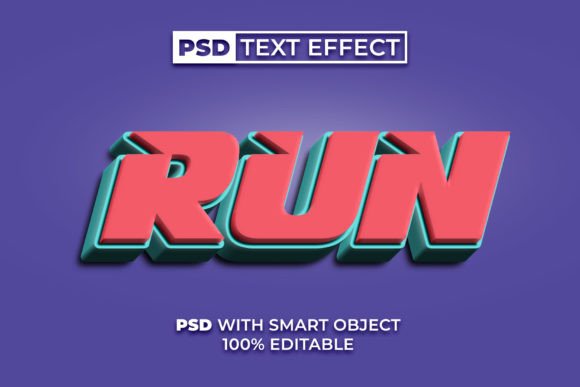 Download PSD Run 3D Text Effect Style - Run Collection