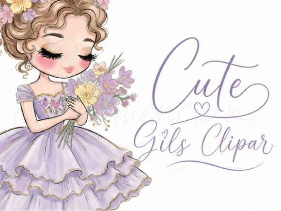 Download Lavender Princess Girl Clipart PNG Flora - Girl Collection