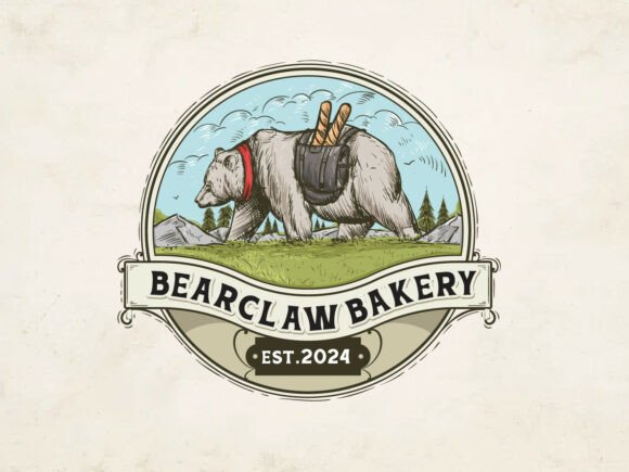 Download Bearclaw Bakery Logo Vintage Hand-Drawn - Hand Collection