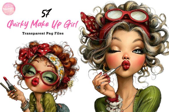 Download Watercolor Quirky Make Up Girl Clipart - Girl Collection
