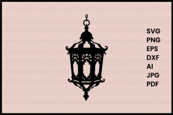 Download Hanging Lantern with Ornate Design Silho - Ornate design Collection