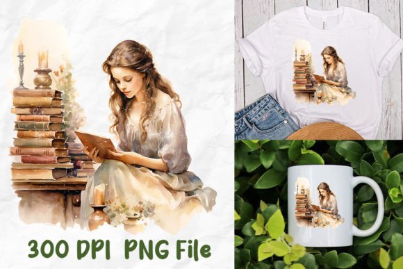 Download Retro Feminine Girl Reading Book Flowers - Girl Collection