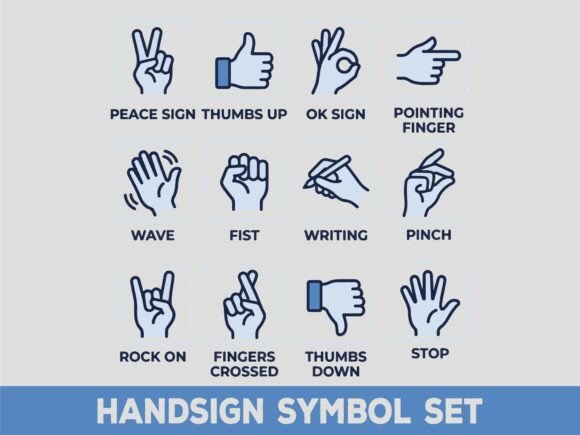Download Minimalist Hand Signs Symbol Set SVG - Hand Collection