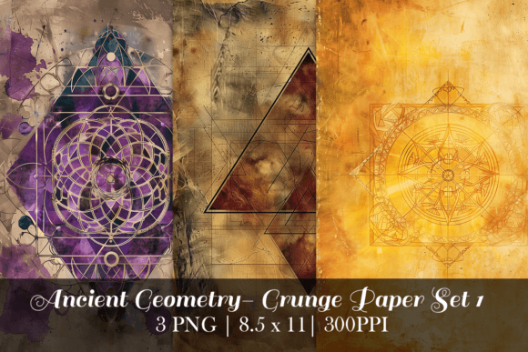 Download Ancient Geometry Grunge Paper Set 1 - Run Collection