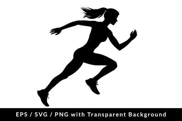 Download Female Athlete Running Silhouette SVG - Run Collection