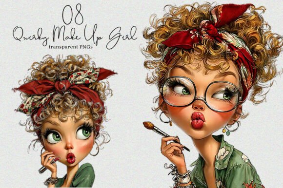 Download Watercolor Quirky Make Up Girl PNG - Girl Collection