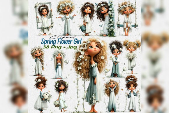 Download Whimsical Spring Flower Girl Clipart Png - Girl Collection