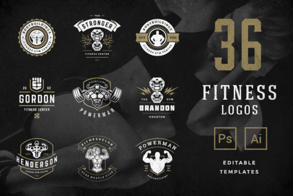 Download Retro Fitness &amp; Gym Logos Set - Premium Resources